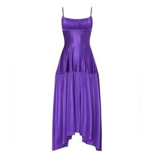 Paco Rabanne Purple Cocktail Party Midi Dress